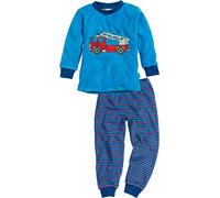 Playshoes Unisex Kinder 411503 Schlafanzug Frottee Feuerwehr, 7 - Blau, 104 EU