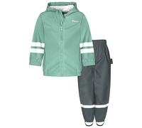 Playshoes Unisex Kinder Basic Regenanzug, Bund Grün/Grau, 86