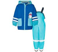 Playshoes Unisex Kinder Regen-Set Regenlatzhose Regenanzug, Hai Türkis, 80 cm (2er Pack)
