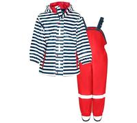 Playshoes Unisex Kinder Regen-Set Regenlatzhose Regenanzug, Maritim Rot, 86 cm (2er Pack)