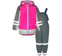 Playshoes Unisex Kinder Regenanzug gefüttert Regen-Set, 3-in-1 Pink-Grau Fleece, 128