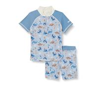 Playshoes Unisex Kinder UV-Schutz Bade-Set zweiteilig Schwimmshirt Badeshorts Badebekleidung, Dino Allover, 110/116