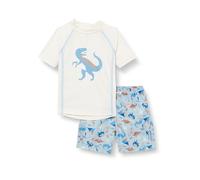 Playshoes Unisex Kinder UV-Schutz Bade-Set zweiteilig Schwimmshirt Badeshorts Badebekleidung, Dino Ecru, 122/128