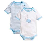 Schnizler Unisex Baby 1/4-arm 2er Pack Elefant Formender Body, Blau (Bleu 17), 86-92 EU