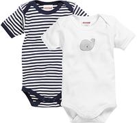 Playshoes Kurzarm-Body BABY WAL 2er-Pack in weiß/navy, Gr. 74/80, junge