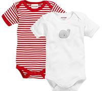 Playshoes Kurzarm-Body BABY WAL 2er-Pack in weiß/rot, Gr. 50/56, maedchen