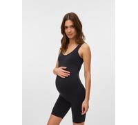 Playsuit MAMALICIOUS "MLHEAL SL SEAMLESS PLAYSUIT NOOS", Damen, Gr. L (XL), N-Gr, schwarz, Jersey, Obermaterial: 74% Nylon, 21% Polyamid, 5% Elasthan, unifarben, eng ca. Mitte Oberschenkel, Rundhals, 