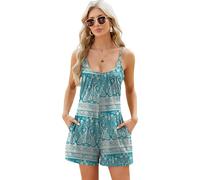 Playsuits für Damen UK - Spaghettiträger-Jumpsuits mit Taschen, Damen-Latzhose, Strampler, Sommer-Outfits für Damen, Damen-Spielanzug, kurzer Jumpsuit, blau, XXL