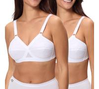 Playtex 2er-Pack Klassische BHS ohne Bügel mit Überkreuztem Herz-Ausschnitt für Damen x2