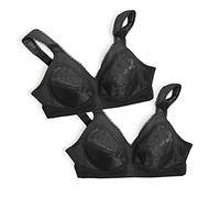 PLAYTEX Damen 18-Stunden-Komfort-träger, Kabellos, Vollflächiger 4-Wege-trägerstütze, Einzel BH mit voller Abdeckung, Undurchsichtige, Schwarz/Schwarz, 2er-Pack, 85C