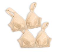 PLAYTEX Damen 18 Hour Comfort-Strap Wireless, Full-Coverage Bra with 4-Way Trusupport, Single & 2-Pack BH mit voller Abdeckung, Undurchsichtige, Natürliches Beige/Naturbeige, 2er-Pack, 95E