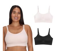 PLAYTEX Damen Secrets Smoothing Full Coverage Wireless Bra Us4p31, 2er-Pack, Größen S-3X, M+-XL+ BH, Blickdicht, Rosa Pirouette/Schwarz, Medium
