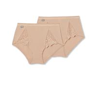 Playtex Slip für Damen aus Baumwolle und Spitze, Midi, x2 Beige M
