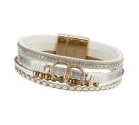 PLCPDM Charm Armband aus mehrschichtigem geflochtenem Leder mit Kupferperlen, verstellbar, für Damen, Modeschmuck, Damen Armband