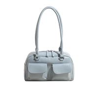PLCPDM Koreanische Retro Umhängetasche mit doppelter Tasche, einfarbig, Unterarm Geldbörse, Handtasche, Achseltasche mit Reißverschluss für Arbeit und Shopping, modische Achsel Geldbörse, Handtasche