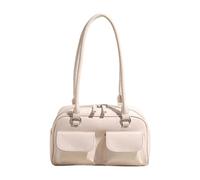 PLCPDM Koreanische Retro Umhängetasche mit doppelter Tasche, einfarbig, Unterarm Geldbörse, Handtasche, Achseltasche mit Reißverschluss für Arbeit und Shopping, modische Achsel Geldbörse, Handtasche