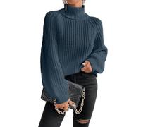 PLCPDM Übergroßer Rollkragenpullover für Damen, weiches Polyester Strickoberteil, Zopfmuster, lässig, langärmelig, lockere Pullover Tops, Winter Strickwaren
