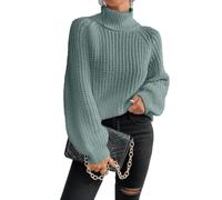 PLCPDM Übergroßer Rollkragenpullover für Damen, weiches Polyester Strickoberteil, Zopfmuster, lässig, langärmelig, lockere Pullover Tops, Winter Strickwaren