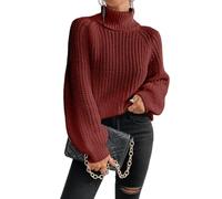 PLCPDM Übergroßer Rollkragenpullover für Damen, weiches Polyester Strickoberteil, Zopfmuster, lässig, langärmelig, lockere Pullover Tops, Winter Strickwaren