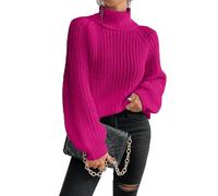 PLCPDM Übergroßer Rollkragenpullover für Damen, weiches Polyester Strickoberteil, Zopfmuster, lässig, langärmelig, lockere Pullover Tops, Winter Strickwaren