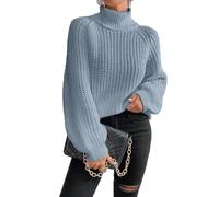 PLCPDM Übergroßer Rollkragenpullover für Damen, weiches Polyester Strickoberteil, Zopfmuster, lässig, langärmelig, lockere Pullover Tops, Winter Strickwaren