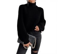 PLCPDM Übergroßer Rollkragenpullover für Damen, weiches Polyester Strickoberteil, Zopfmuster, lässig, langärmelig, lockere Pullover Tops, Winter Strickwaren