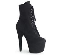 Pleaser ADORE-1020FS Damen Plateau Schnürstiefelette, Velour Schwarz, EU 39 (US 9)