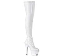 PLEASER ADORE-3000, Damen Over-Knee Stiefel, Weiß (Weiss (Wht STR Pat/Wht)), 42 EU (9 Damen UK)
