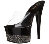 Pleaser ADORE-701-3, Damen Plateau Sandalen, Schwarz (Schwarz (Clr/Blk-Pewter)), 39 EU (6 Damen UK)