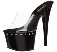 Pleaser ADORE-701LS, Damen Plateau Sandalen, Schwarz (Schwarz (Clr/Blk)), 39 EU (6 Damen UK)