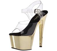 Pleaser Adore-708 Damen Plateausandalen, Clr/Gold Chrome, 36 EU