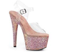 Pleaser ADORE-708LG Clr/Blk Multi Glitter, Clr Dusty Blush Glitter, 42 EU