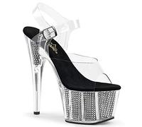 Pleaser ADORE-708SRS Adore-708srs, Offene Sandalen, Transparent (Clr/Blk SRS C/B), 37 EU (4 UK)