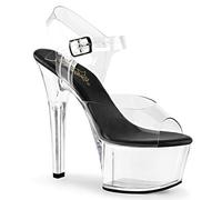 Pleaser ASPIRE-608, Damen Offene Sandalen, Transparent (CLR-Blk/CLR), 41 EU (8 UK)