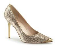 Pleaser CLASSIQUE-20, Damen Pumps, Gold Glittery Lame Fabric, 46 EU