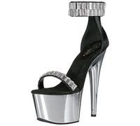 Pleaser Damen Ado769 Plateau-Sandalen, schwarz/Silber, 39 EU