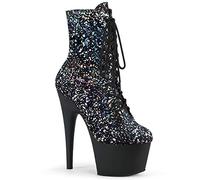 Pleaser ADORE-1020SPLAT Damen Stiefelette Schwarz Silber EU 38