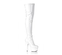 Pleaser ADORE-3000, Damen Over-Knee Stiefel, Weiß (Weiss (Wht STR Pat/Wht)), 37 EU (4 Damen UK)