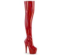 Pleaser Damen ADORE-3000HWR Plateau High Heels Overknee Stiefel Stretch Lack Rot 38 EU