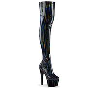 Pleaser Damen ADORE-3000HWR Plateau High Heels Overknee Stiefel Stretch Lack Schwarz 41.5 EU