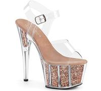 Pleaser Damen Adore-708g Sandalen, Clr/Rose Gold Glitter, 41 EU
