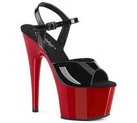 Pleaser Damen ADORE-709 Plateau High Heels Sandalette Lack Schwarz/Rot 41.5 EU