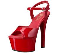 Pleaser Damen Asp609/R/M Plateau-Sandale, Rot (Red Patent/Red), 39 EU