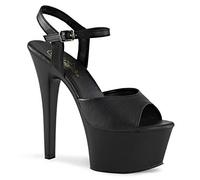 Pleaser ASPIRE-609, Damen Offene Sandalen, Schwarz (Blk Faux Leather/Blk Matte), 38 EU (5 UK)