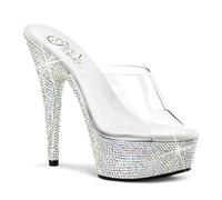 Pleaser Damen Bejeweled-701DM/C/SMCRS Plateau-Sandale, Transparent/silberfarben., 37 EU
