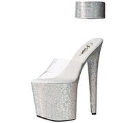 Pleaser Damen Bejeweled-812RS Plateau-Sandale, Transparent/silberfarben., 39 EU