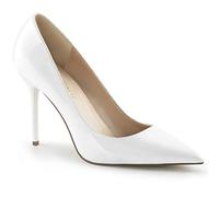 Pleaser Damen CLAS20/W Pumps, Weiße Lacklederoptik, 38 EU