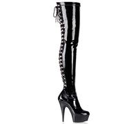 Pleaser Damen DELIGHT-3063 Kurzschaft Stiefel, Schwarz (Schwarz (Blk STR Pat/Blk)