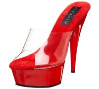 Pleaser Damen Delight-601 Plateaurutsche, (durchsichtig/rot), 43 EU