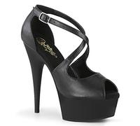Pleaser Damen DELIGHT-621 Plateau High Heels Sandalette Lederimitat Schwarz 37 EU
